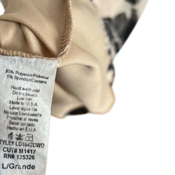 Floral Sleeveless Midi Bodycon Dress Black Tan Size Large - Picture 6 of 7